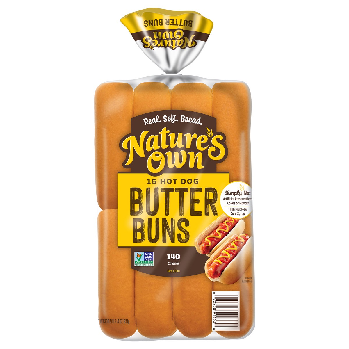 slide 1 of 9, Nature's Own Hot Dog Buns, Butter, 16 ct