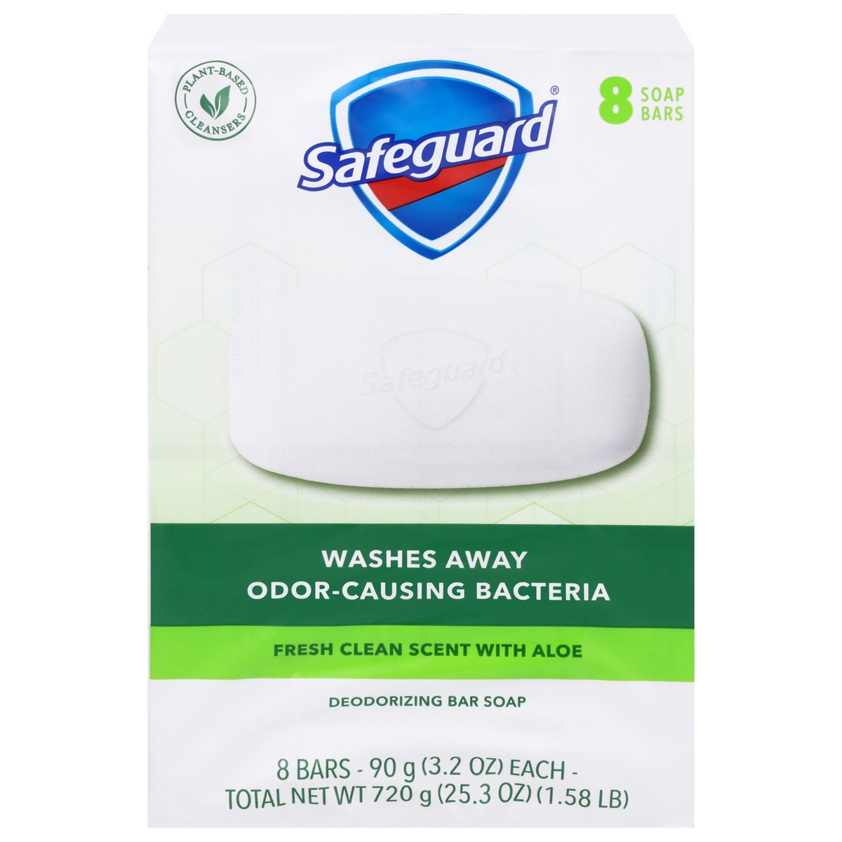 slide 3 of 4, Safeguard Deodorant Bar Soap, White With Aloe, 8 ct