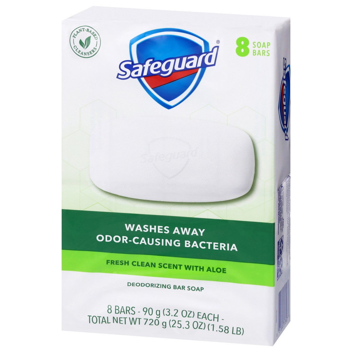 slide 2 of 4, Safeguard Deodorant Bar Soap, White With Aloe, 8 ct