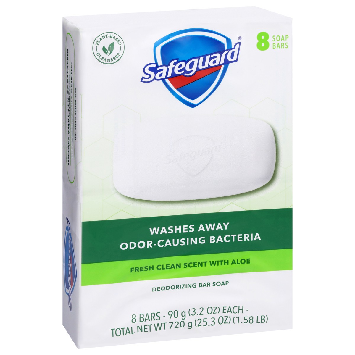 slide 4 of 4, Safeguard Deodorant Bar Soap, White With Aloe, 8 ct