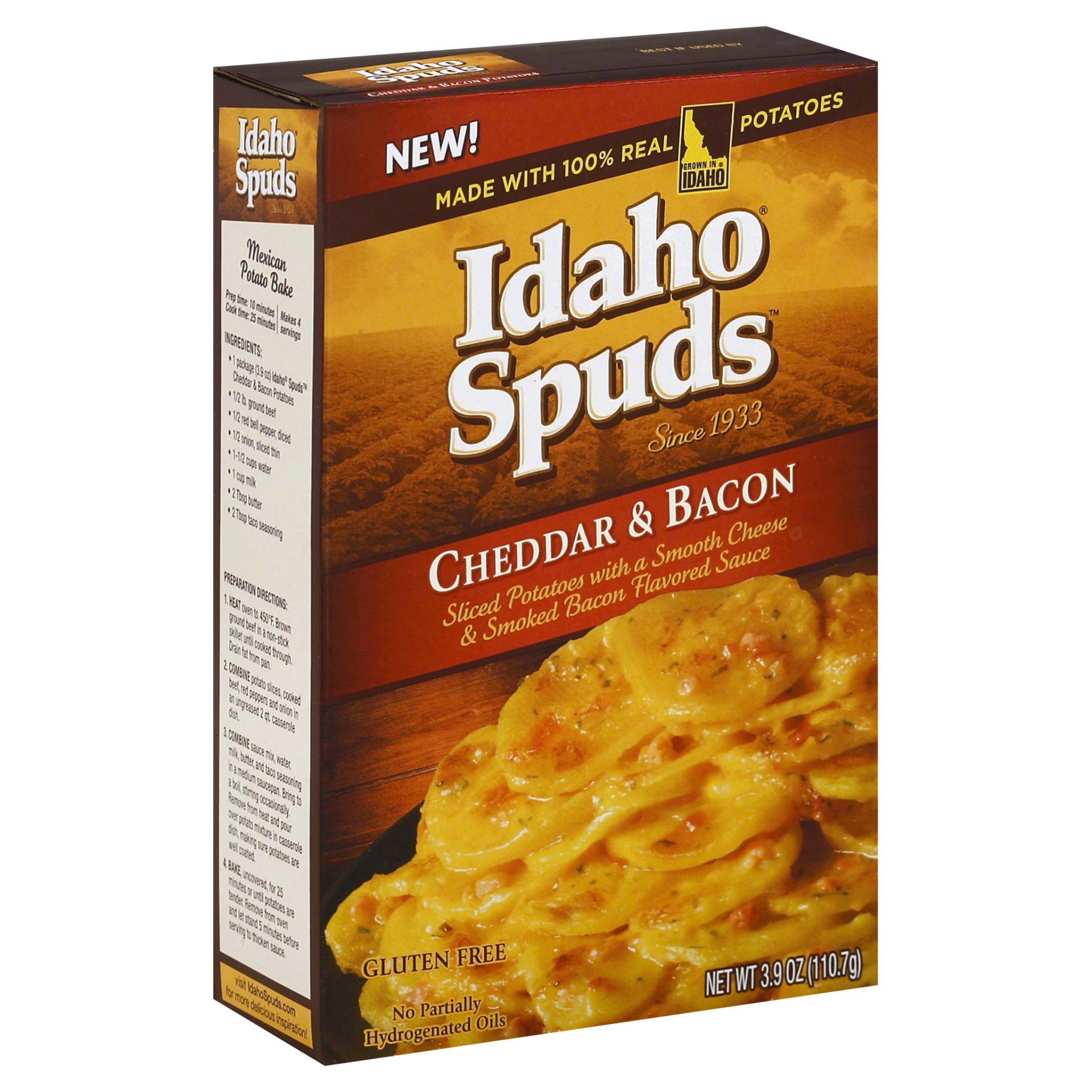 slide 1 of 6, Idaho Spuds Potatoes, Cheddar & Bacon, 3.9 oz