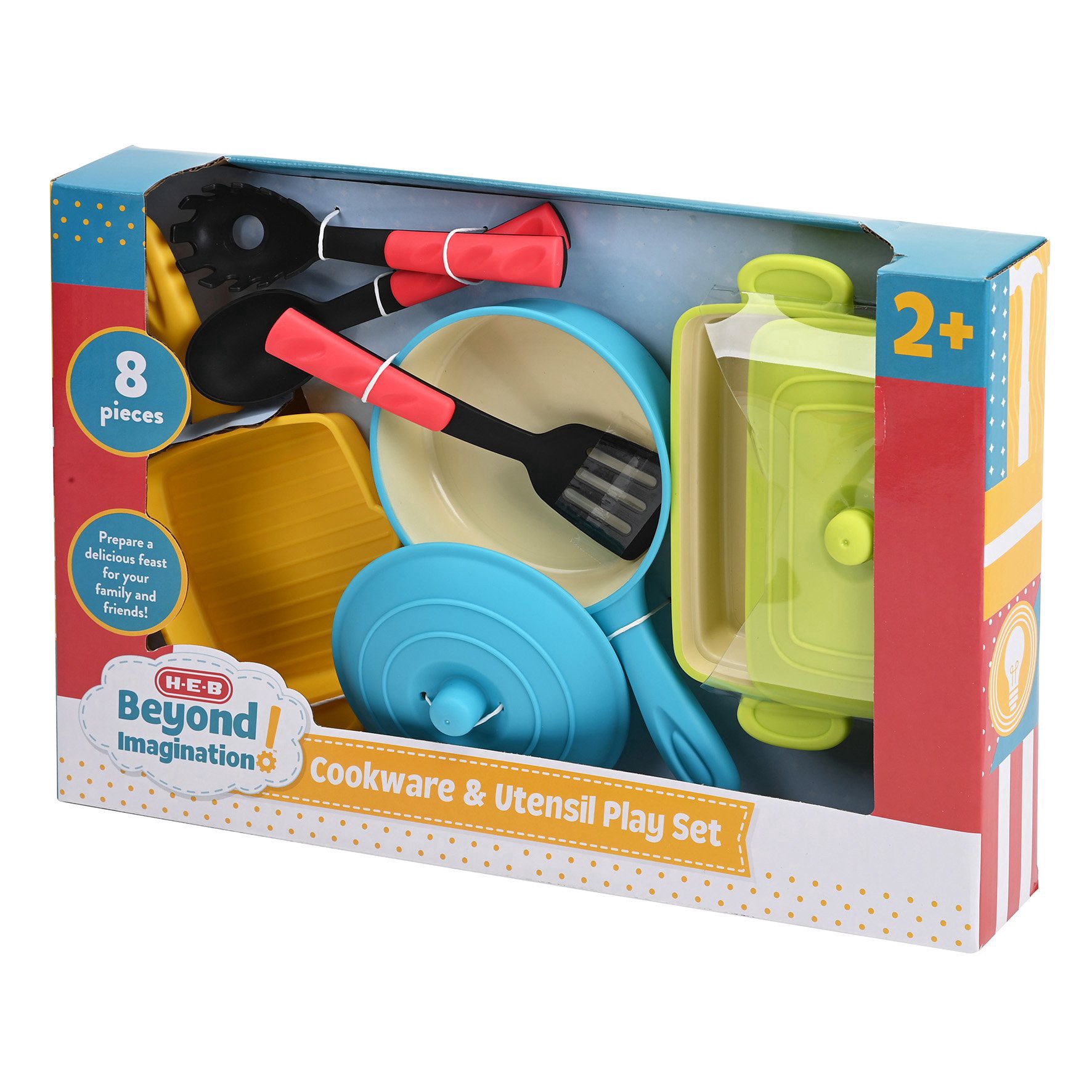 slide 1 of 1, H-E-B Beyond Imagination! Cookware & Utensil Play Set, 8 ct