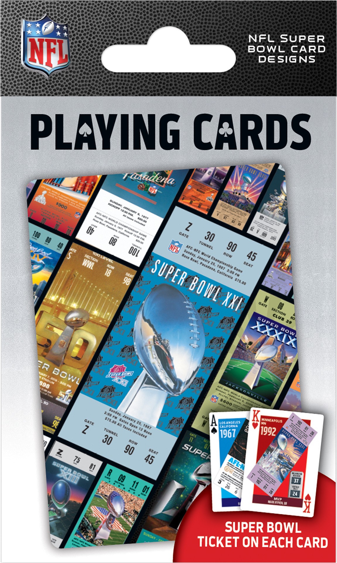 slide 1 of 4, Masterpieces NFL Super Bowl Tickets Playing Cards, 1 ct