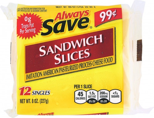 slide 1 of 1, Always Save Imitation American Slices, 8 oz