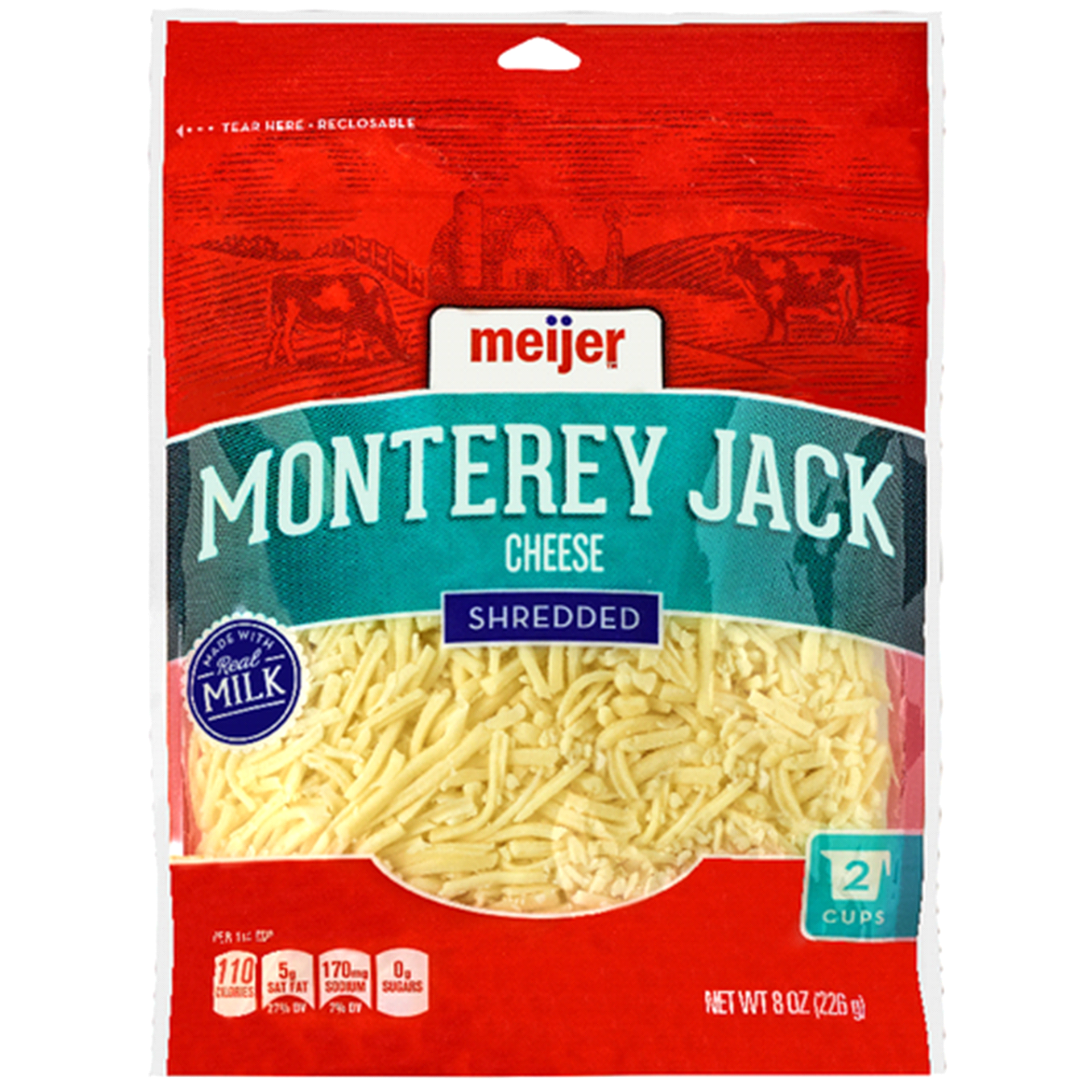 slide 1 of 1, Meijer Shredded Monterey Jack Cheese, 8 oz