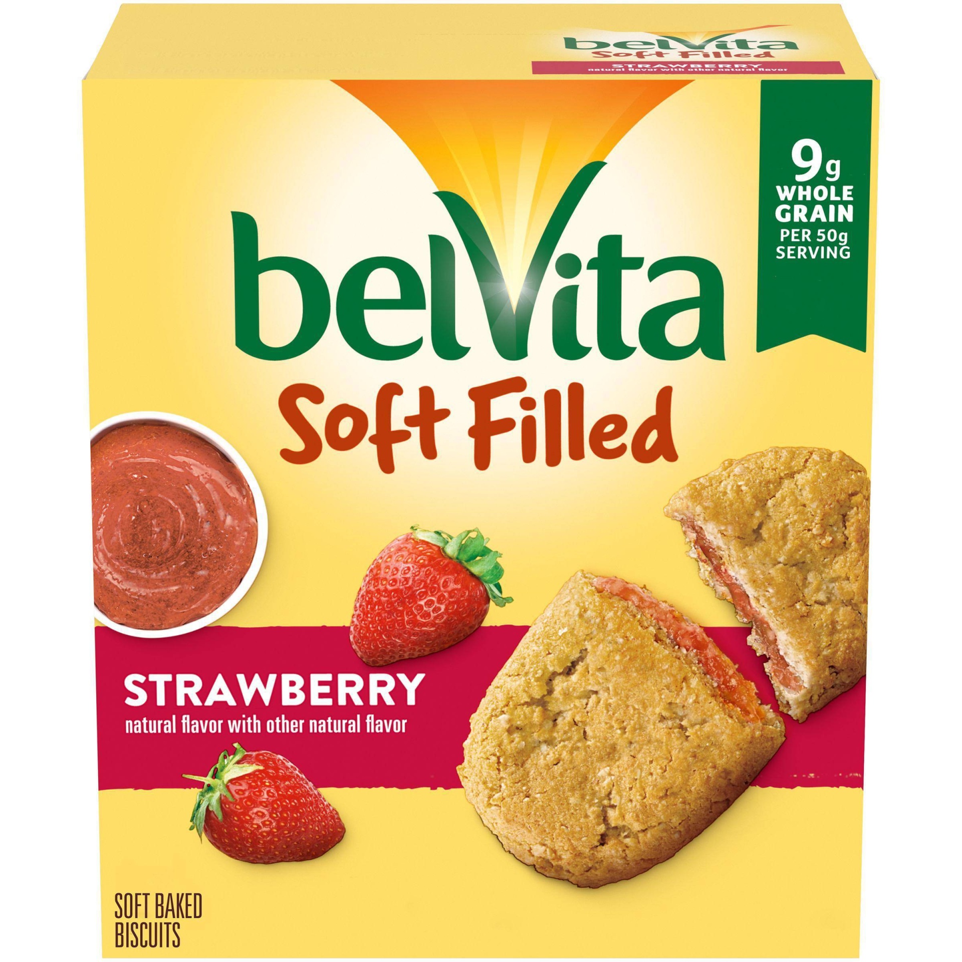 slide 1 of 9, belVita Nabisco belVita Soft Filled Strawberry Soft Baked Biscuits 5-1.76 Oz., 8.8 oz