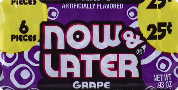 slide 1 of 1, Now & Later Grape Chews, 6 ct