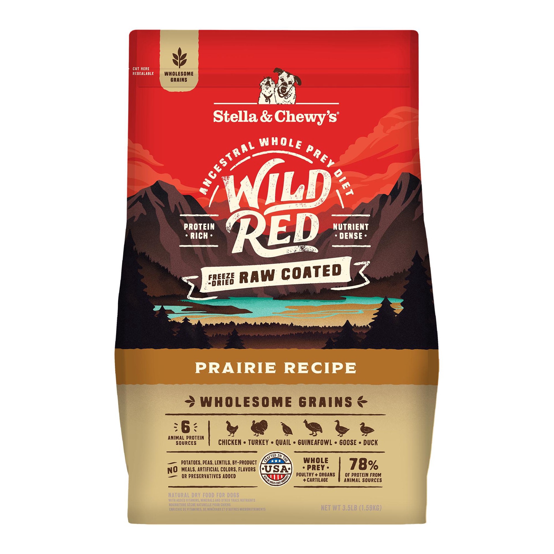 slide 1 of 1, Stella & Chewy's Wild Red Raw Coated High Protein Wholesome Grains Prairie Recipe Dry Dog Food, 3.5 lbs., 1 ct