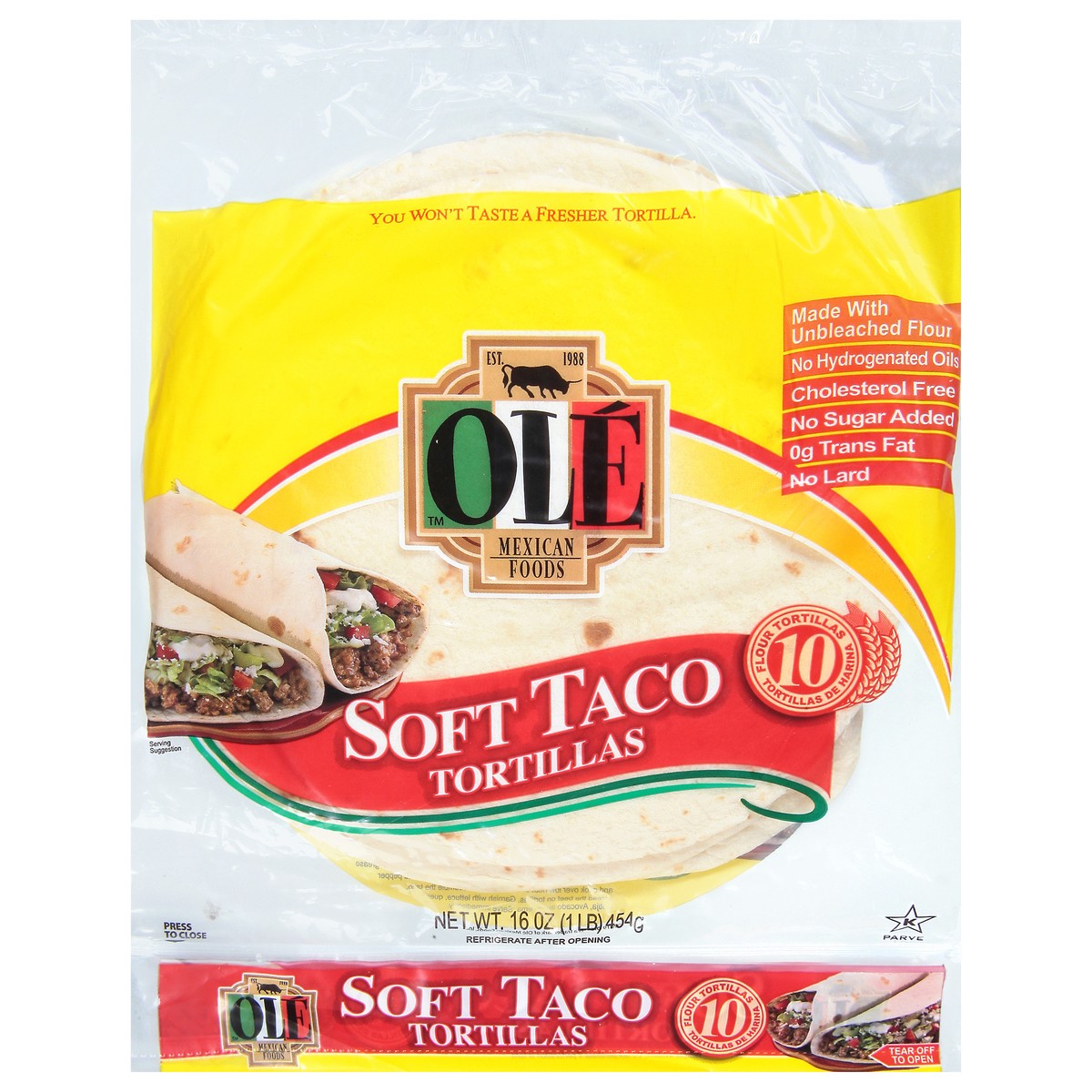 slide 1 of 9, Ole Soft Taco Flour Tortillas 10 ea, 10 ct