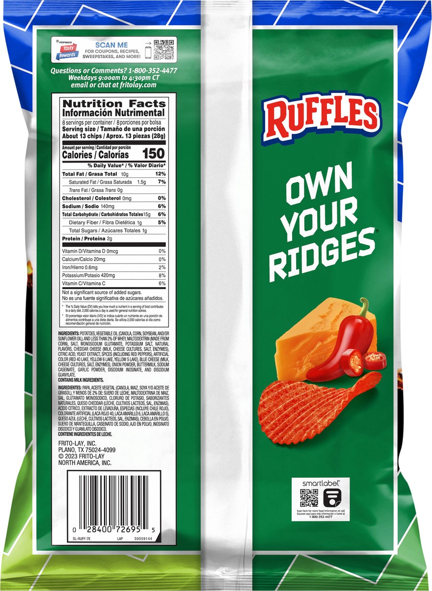 slide 3 of 3, Ruffles Potato Chips Flamin' Hot Queso Cheese 8 Oz, 8 oz