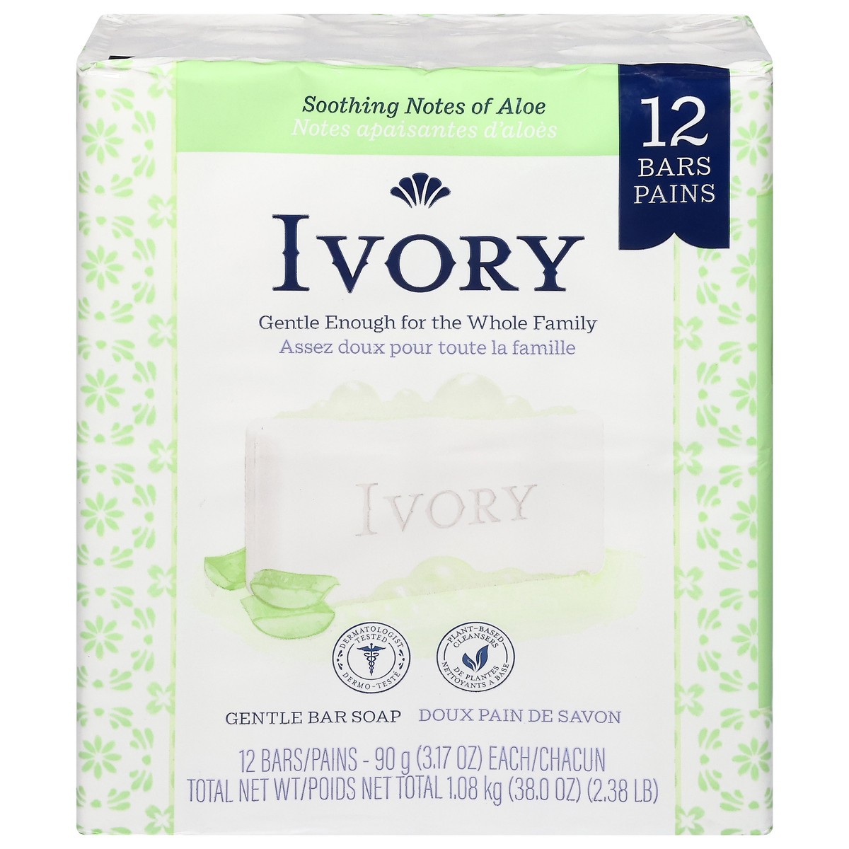 slide 14 of 16, Ivory Gentle Bar Soap Aloe, 39.8 oz