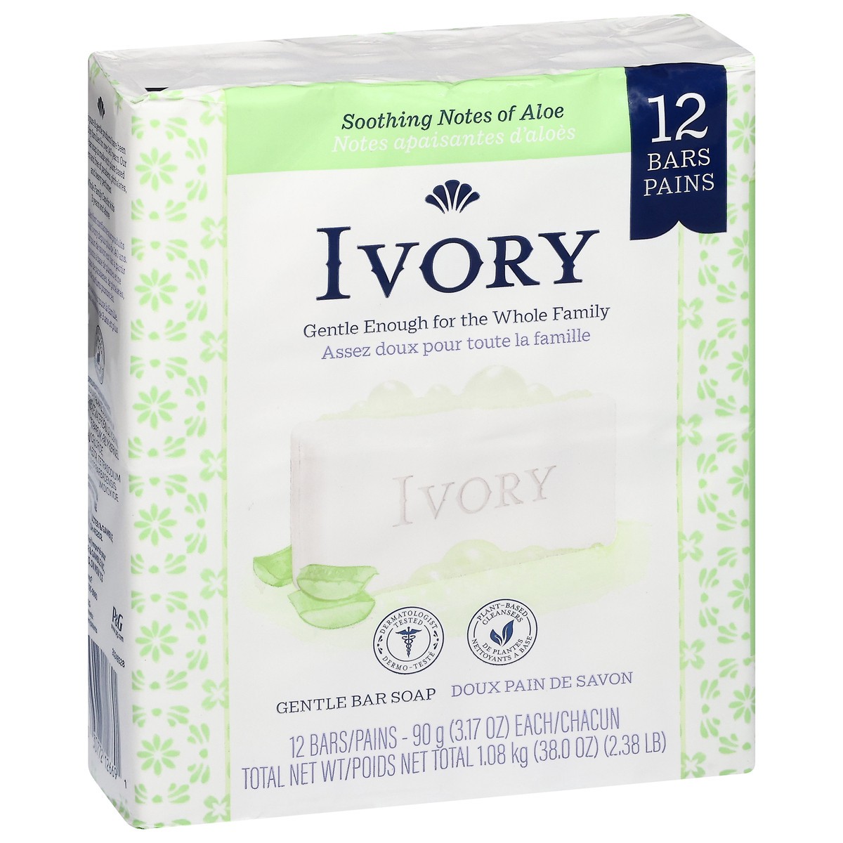 slide 8 of 16, Ivory Gentle Bar Soap Aloe, 39.8 oz