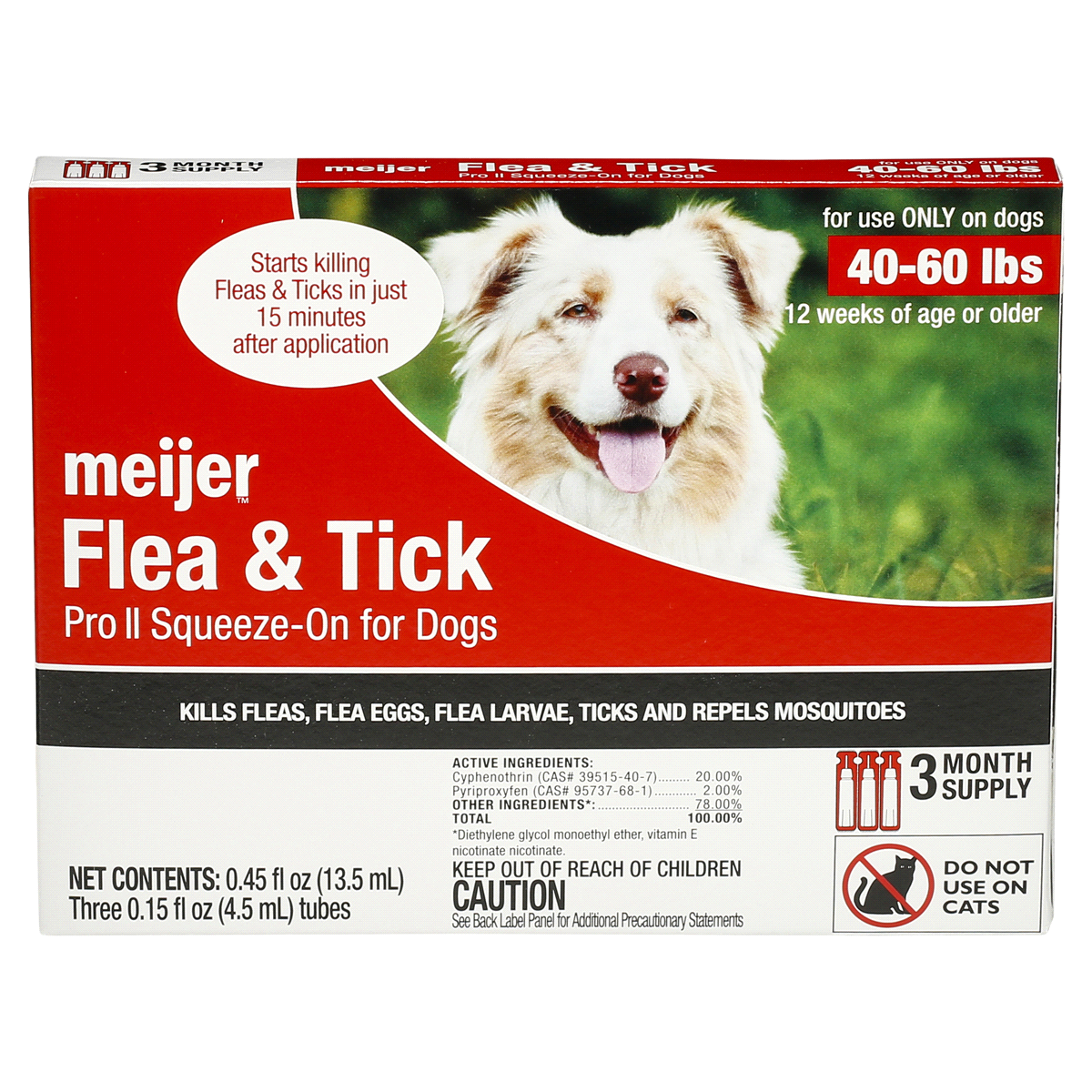 Meijer Pro II SqueezeOn Flea & Tick for Dogs 40 ct; 60 lb, 3 ct Shipt