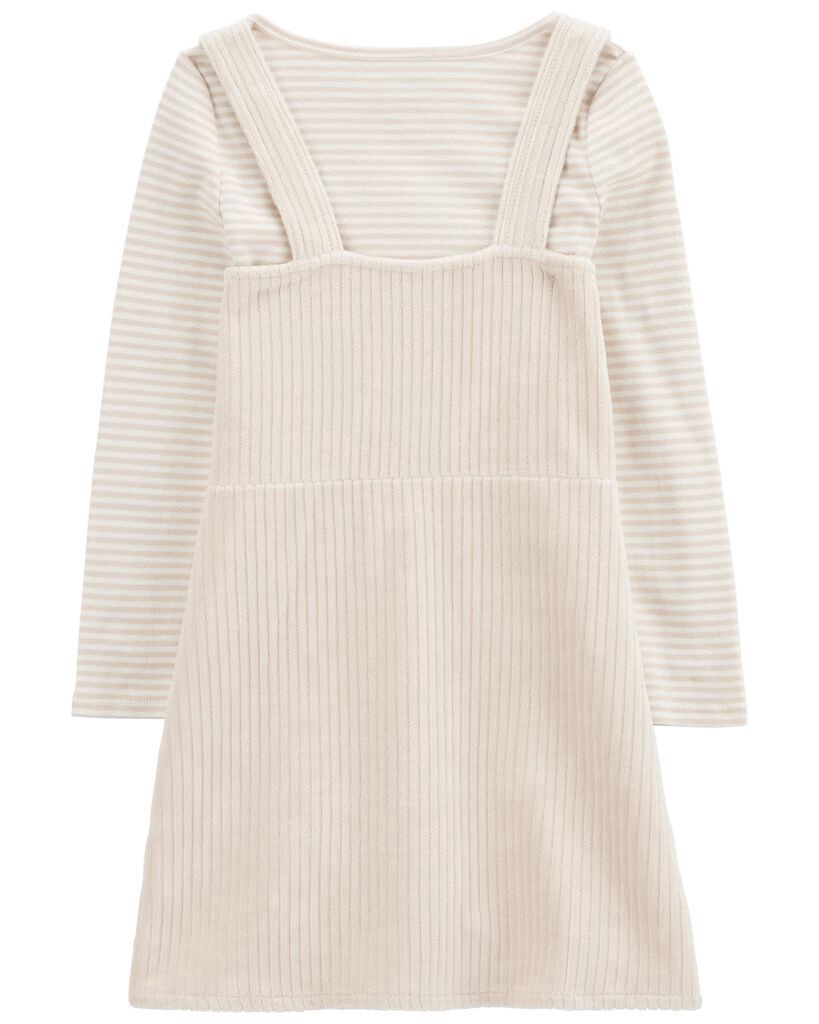 slide 3 of 4, Oshkosh Kid Velour Long-Sleeve Dress Set - Cream Cream 4, 1 ct