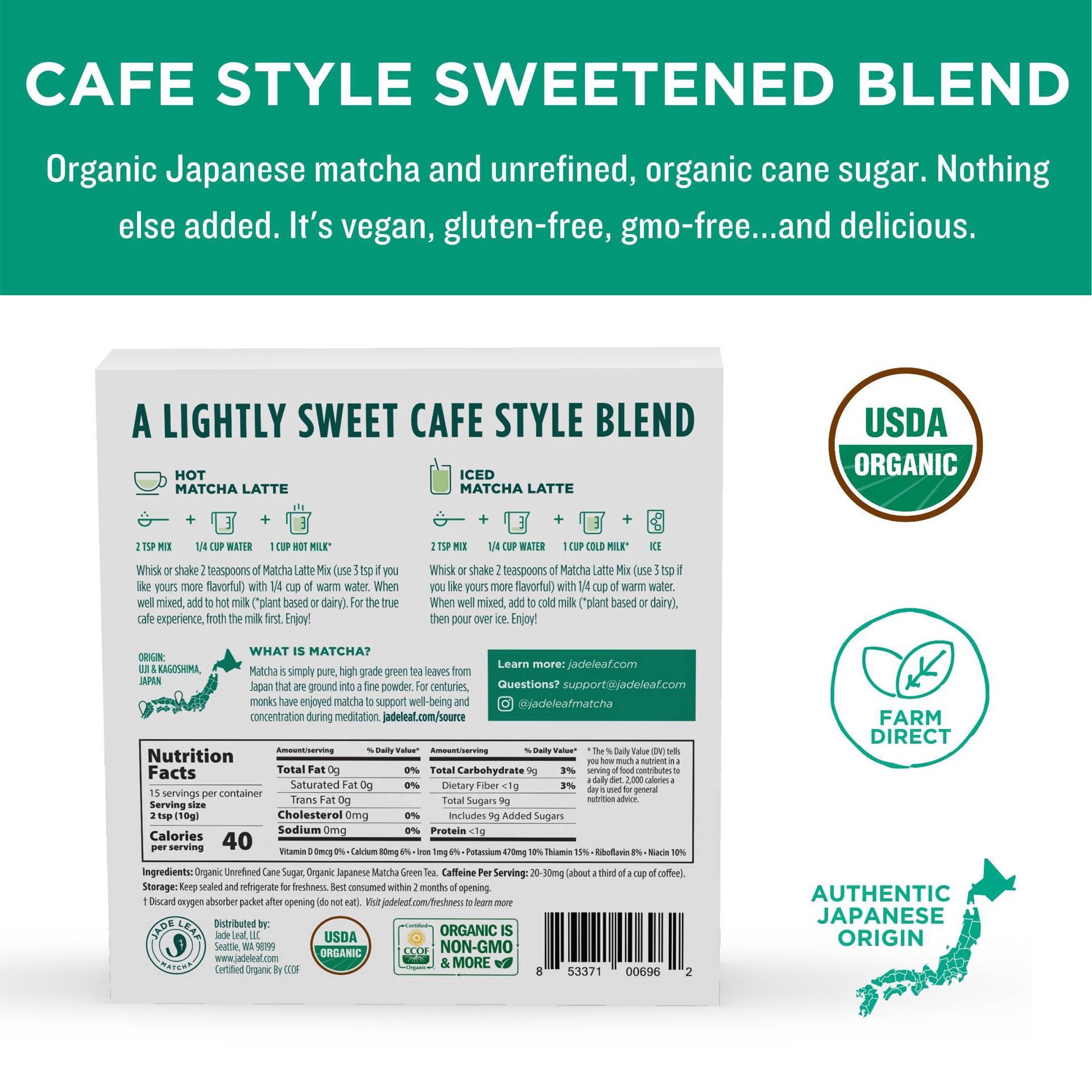 slide 7 of 9, Jade Leaf Matcha Jade Leaf Organic Matcha Latte Mix - 5.3 oz, 2.47 oz