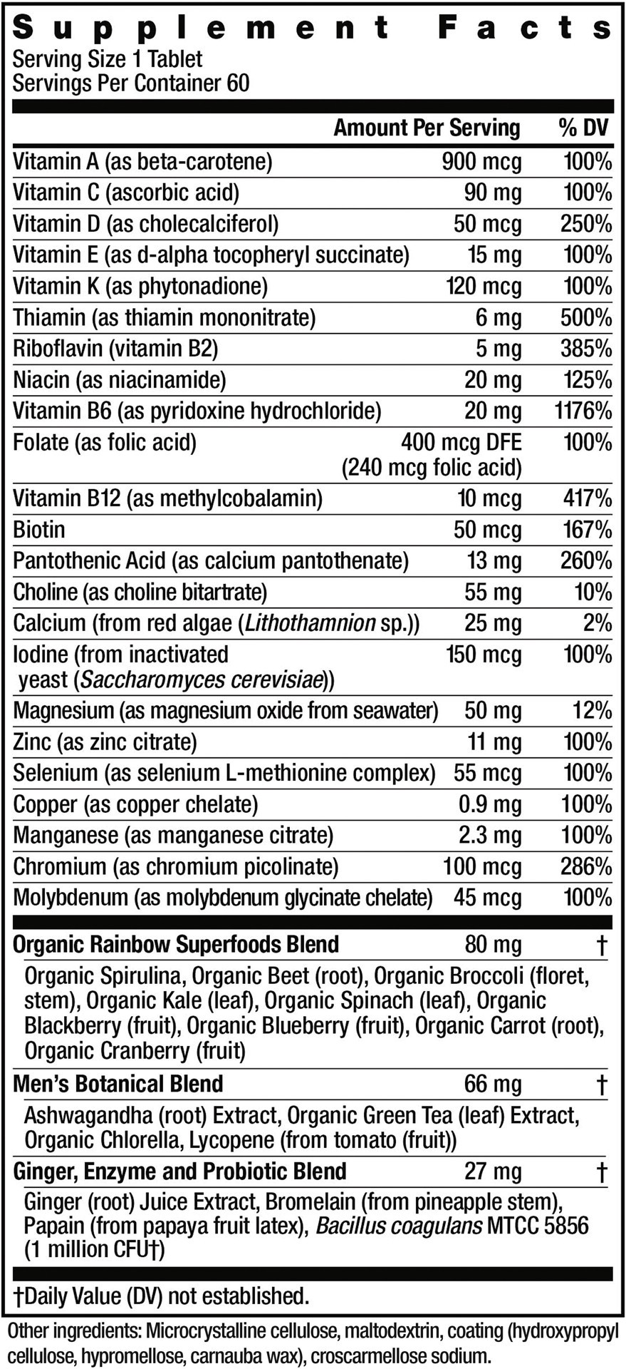 slide 2 of 5, Rainbow Light Men's One High-Potency Men's Daily Multivitamin, 60 Count, 1 Bottle, 60 ct