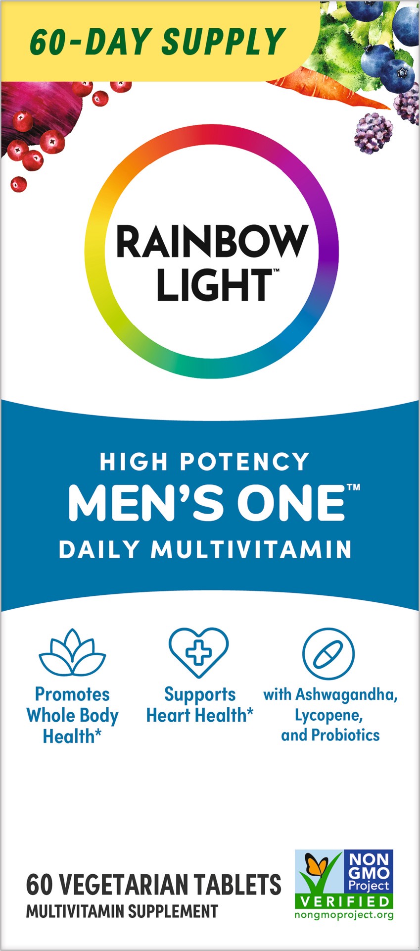 slide 1 of 5, Rainbow Light Men's One High-Potency Men's Daily Multivitamin, 60 Count, 1 Bottle, 60 ct