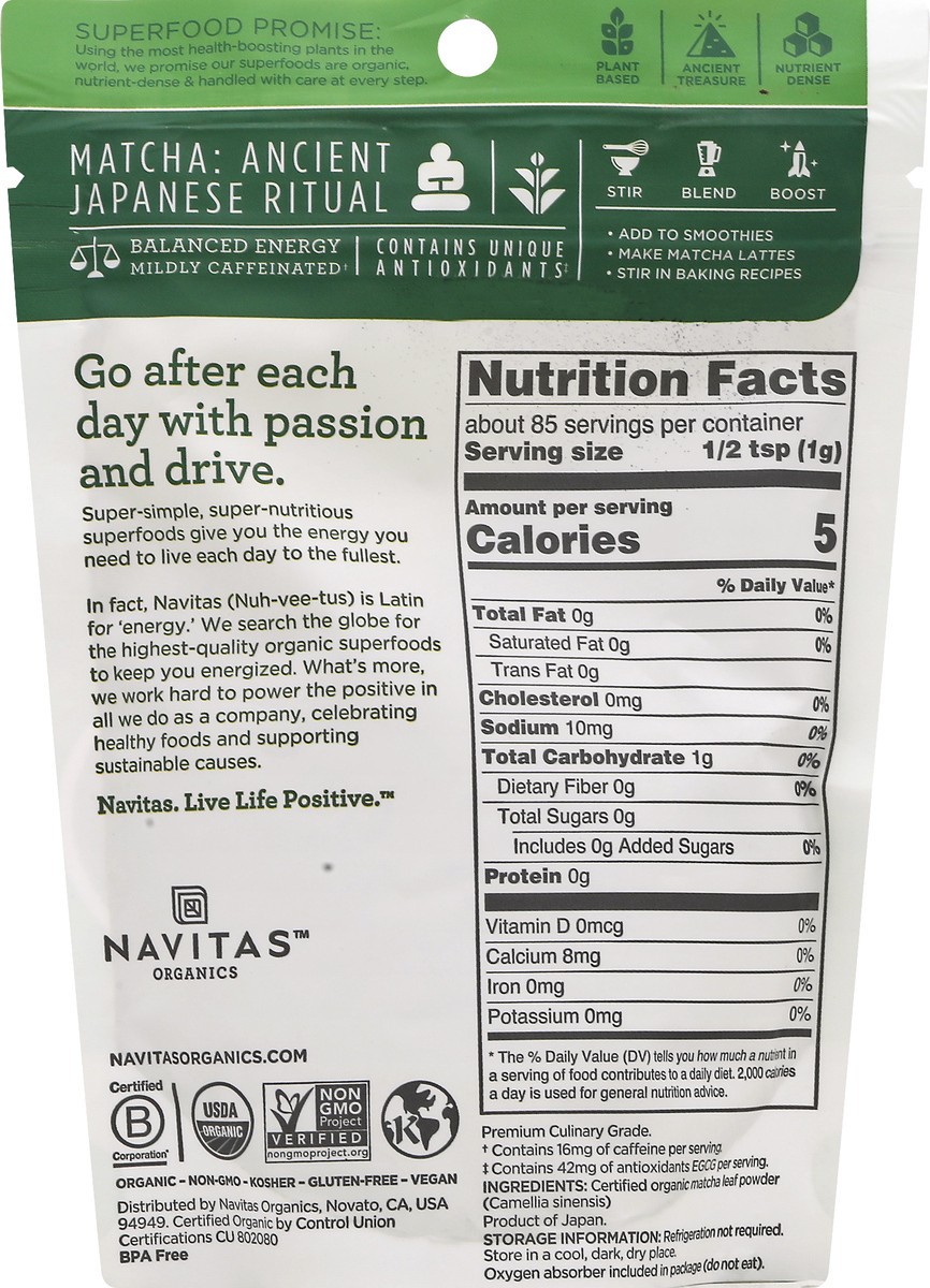 slide 9 of 12, Navitas Organic Matcha Powder - 3 oz, 3 oz