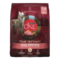 Purina ONE Natural High Protein Dry Dog Food Dry True Instinct with Real Beef and Salmon With Bone Broth and Added Vitamins, Minerals and Nutrients
