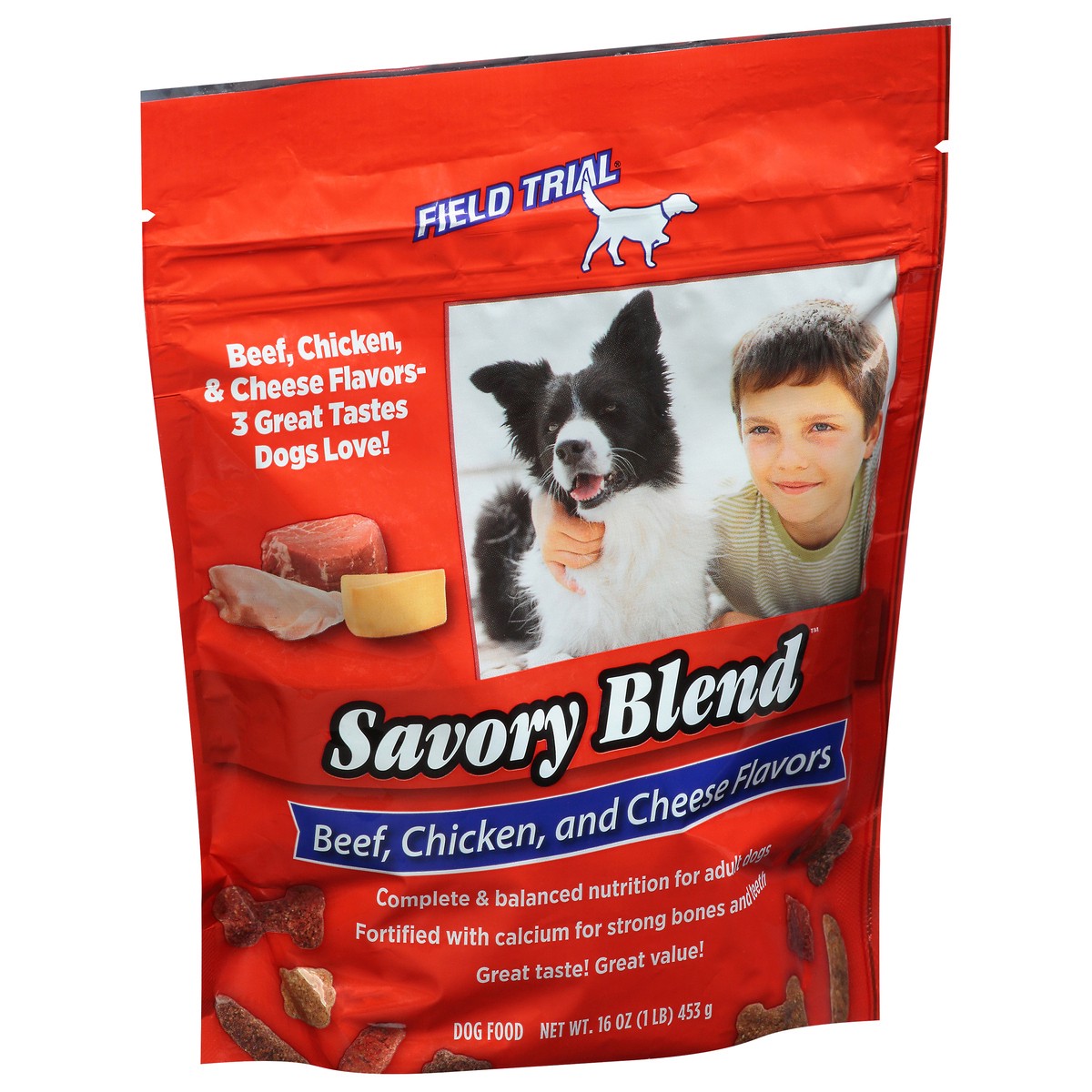 slide 2 of 10, Field Trial Dog Food, Beef, Chicken, and Cheese Flavors, Savory Blend, 16 oz