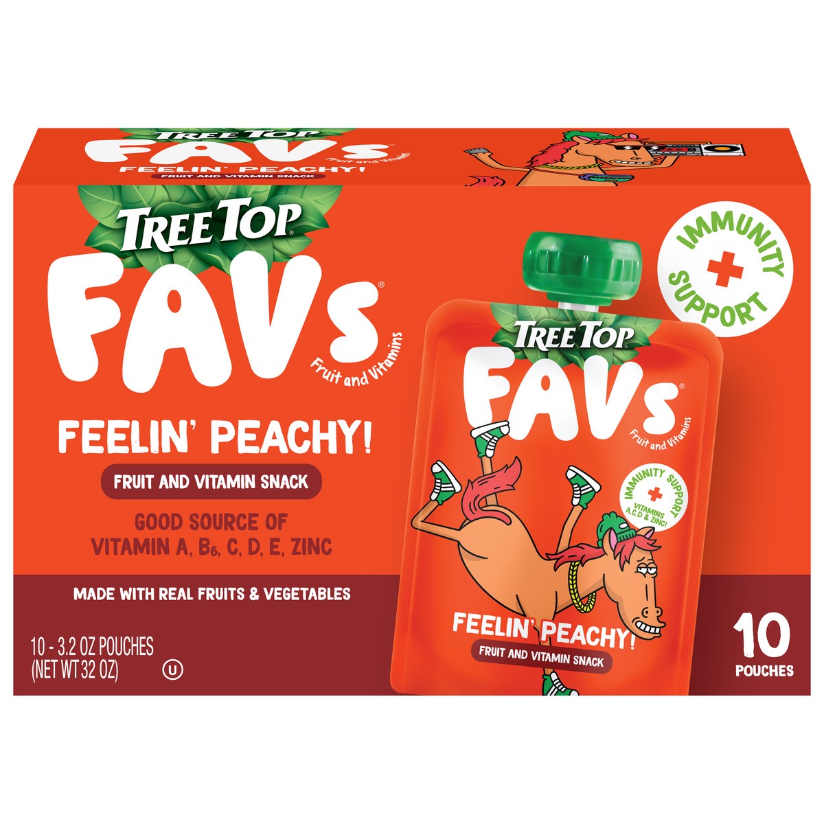 slide 1 of 14, Tree Top Favs Feelin' Peachy! Fruit and Vitamin Snack 10 - 3.2 oz Pouches, 10 ct