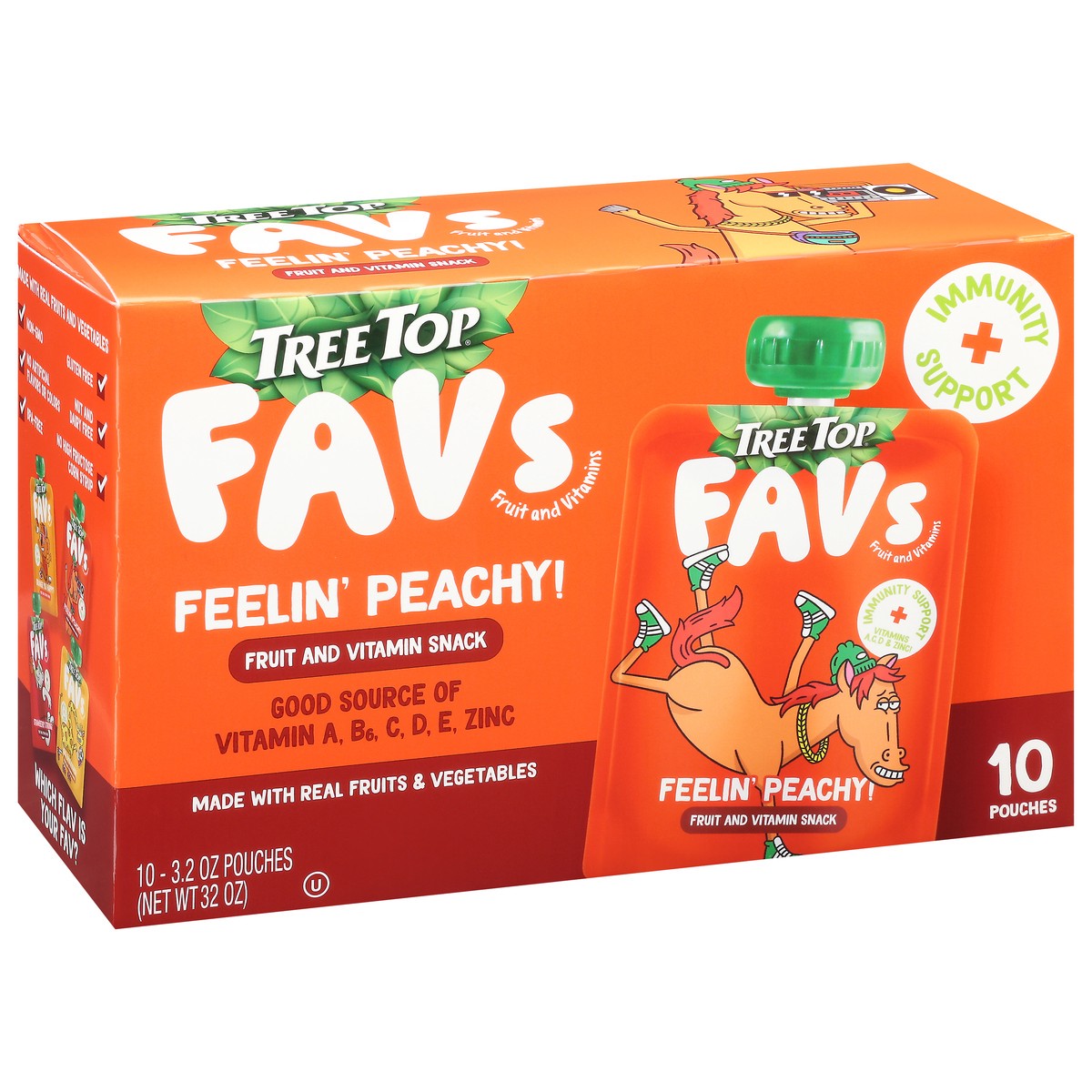 slide 7 of 14, Tree Top Favs Feelin' Peachy! Fruit and Vitamin Snack 10 - 3.2 oz Pouches, 10 ct