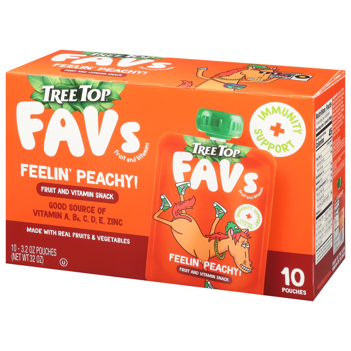 slide 11 of 14, Tree Top Favs Feelin' Peachy! Fruit and Vitamin Snack 10 - 3.2 oz Pouches, 10 ct