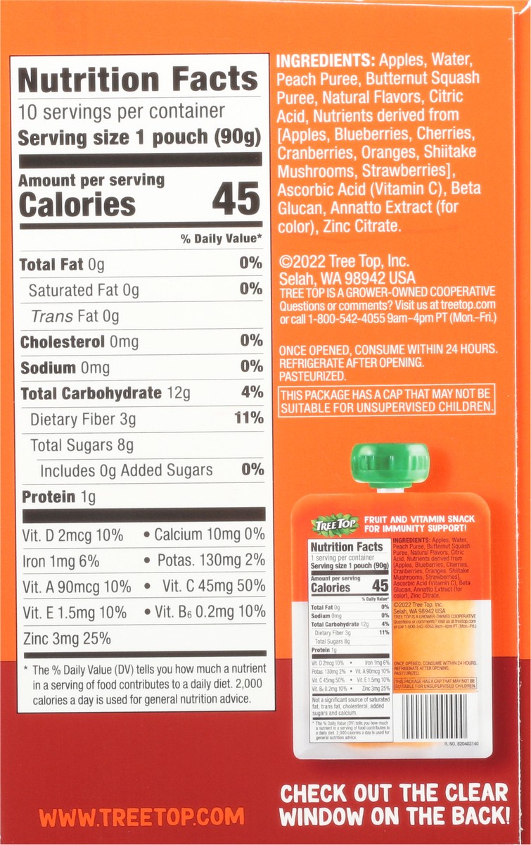 slide 8 of 14, Tree Top Favs Feelin' Peachy! Fruit and Vitamin Snack 10 - 3.2 oz Pouches, 10 ct