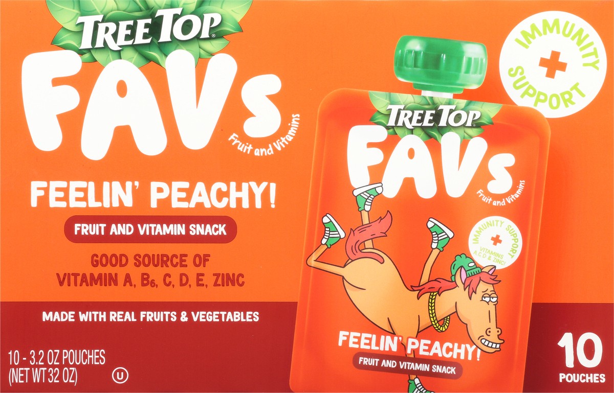 slide 14 of 14, Tree Top Favs Feelin' Peachy! Fruit and Vitamin Snack 10 - 3.2 oz Pouches, 10 ct