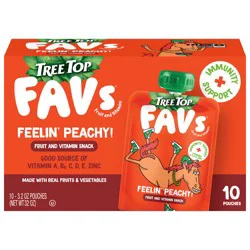 Tree Top Favs Feelin' Peachy! Fruit and Vitamin Snack - 10 x 3.2 oz Pouches