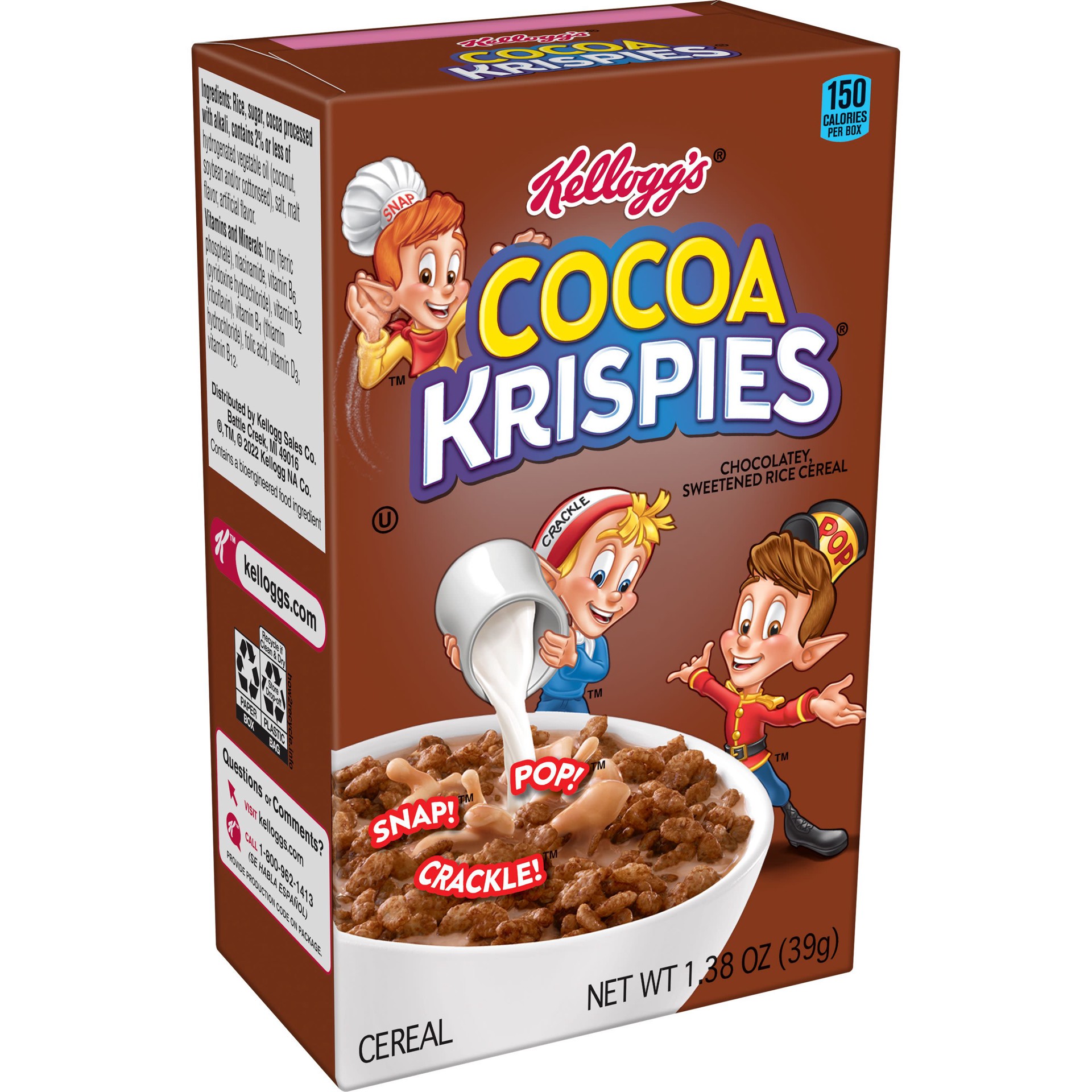 slide 1 of 5, Cocoa Krispies Breakfast Cereal, Kids Cereal, Family Breakfast, Original, 1.38oz Box, 1 Box, 1.38 oz
