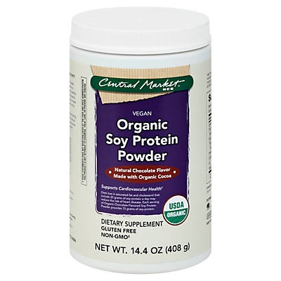 slide 1 of 1, Central Market Chocolate Flavor Organic Soy Protein Powder, 1 lb