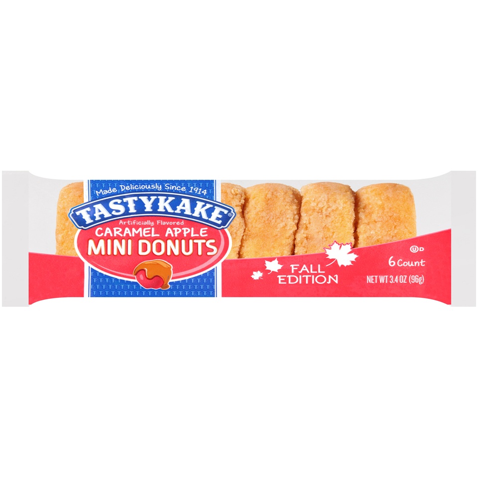 slide 1 of 6, Tastyake Caramel Apple Mini Donuts, 6 ct; 3 oz