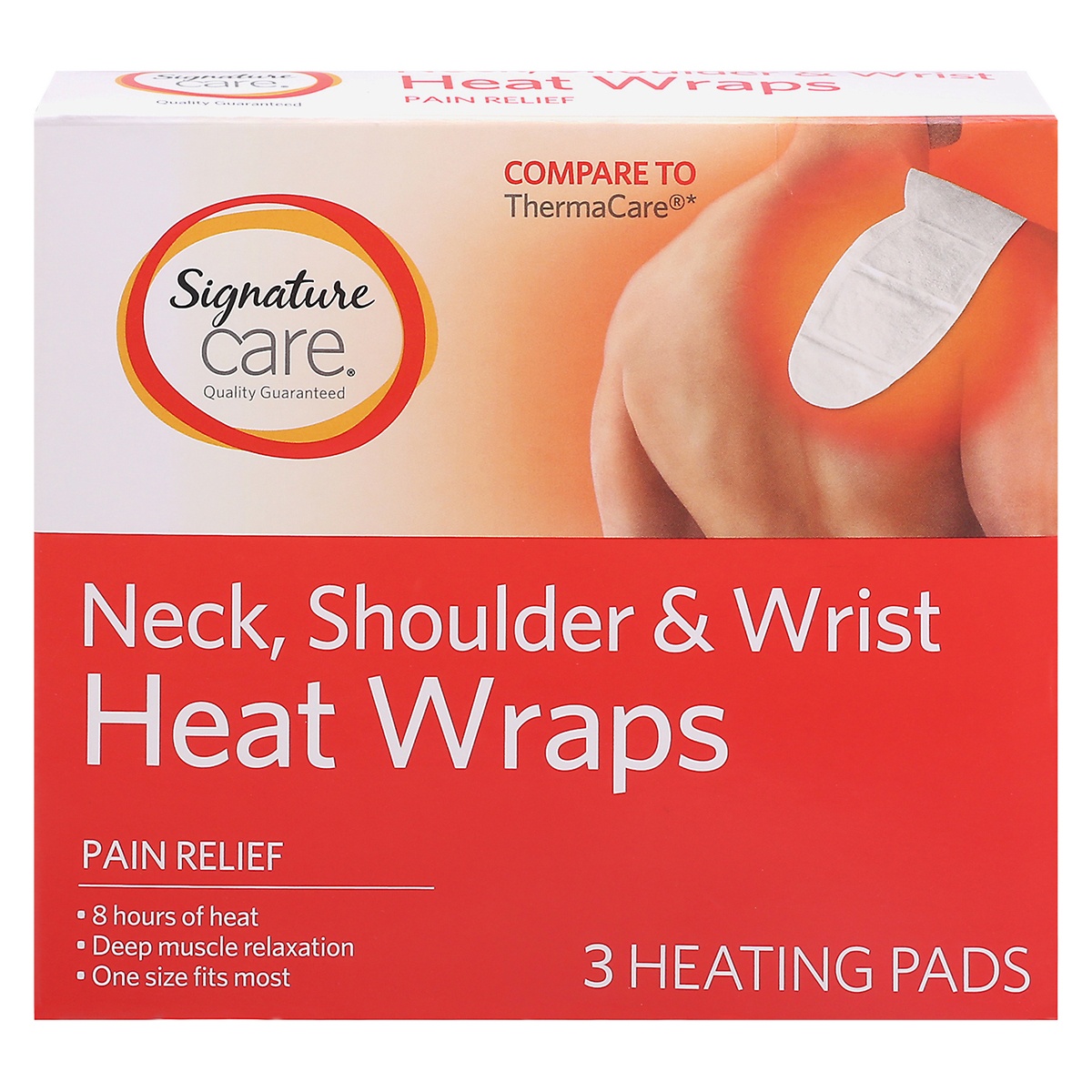 slide 1 of 9, Signature Care Neck Shoulder Wrist Heat Wrap Single Use - 3 CT, 3 ct