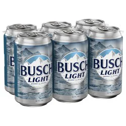 Busch Light American Lager Beer 6 Pack - 12 fl oz Cans