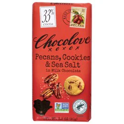 Chocolove Pecans, Cookies & Sea Salt Milk Chocolate 3.2 oz