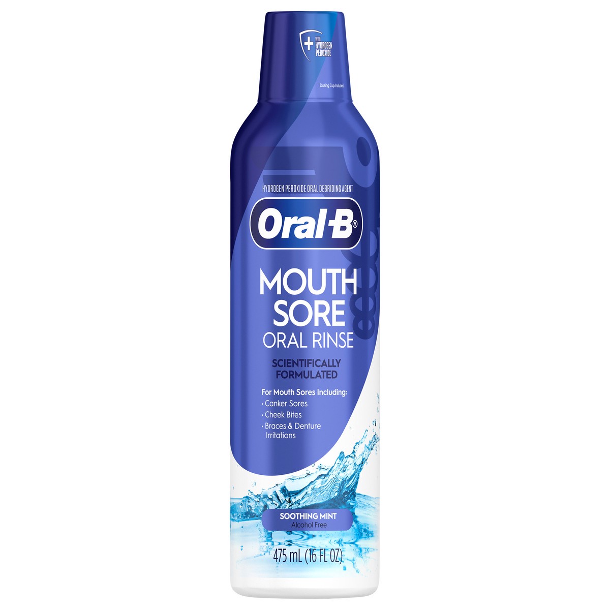 slide 1 of 3, Oral-B Mouth Sore Oral Rinse, Soothing Mint Flavor, 475 mL (16 fl oz), 475 ml