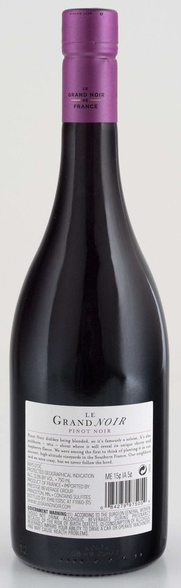 slide 2 of 3, Le Grande Noir Pinot Noir, 750 ml