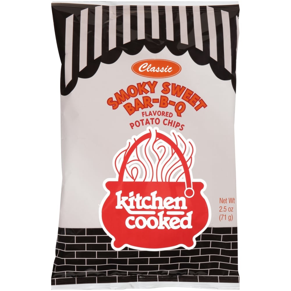 slide 1 of 1, Kitchen Cooked Ripple Bar-B-Q Potato Chips, 2.5 oz