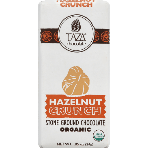 slide 1 of 1, Taza Dark Chocolate, Stone Ground, Organic, Hazelnut Crunch, 0.85 oz