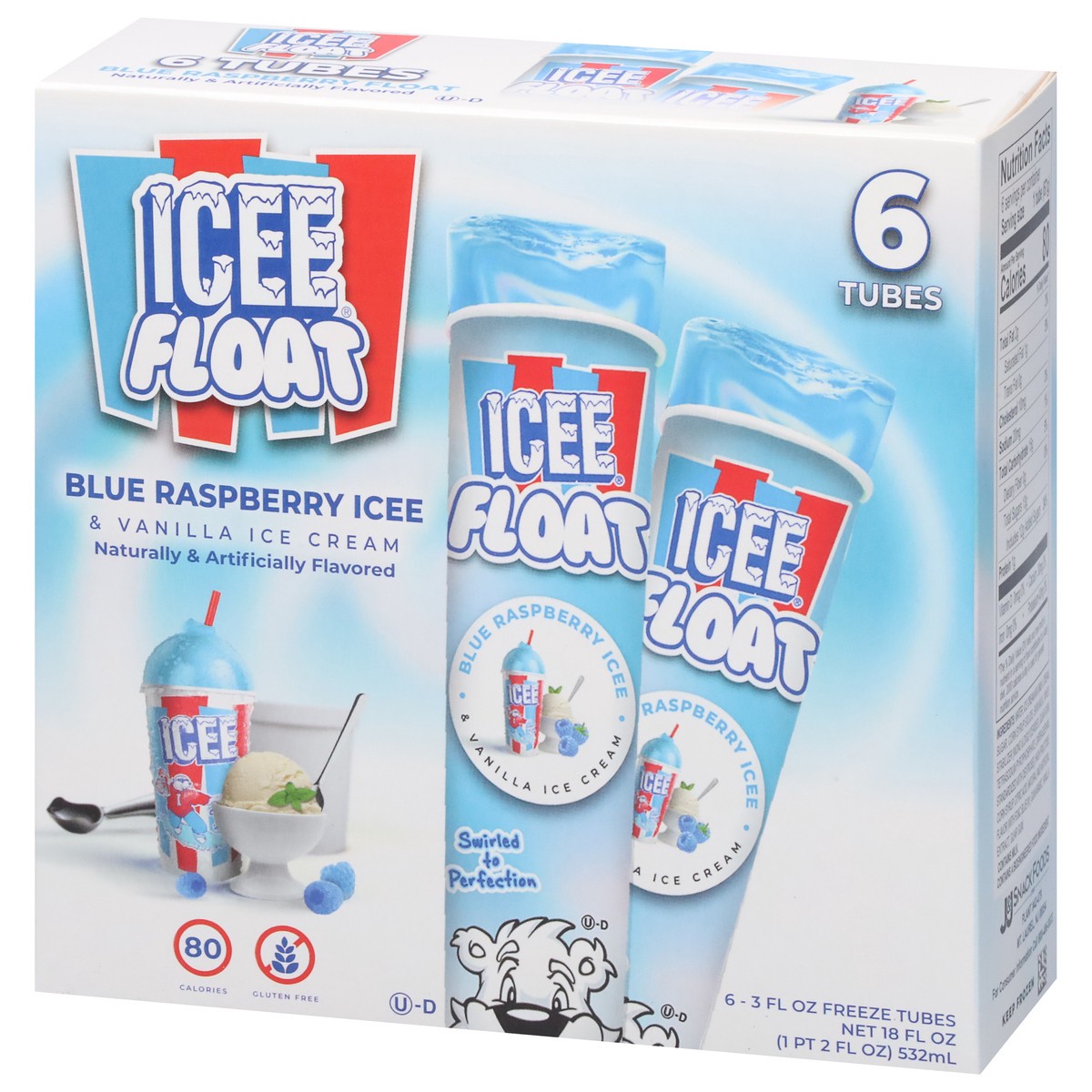 slide 3 of 9, ICEE Float Blue Raspberry ICEE & Vanilla Freeze Tubes 6 - 3 fl oz Tubes, 6 ct