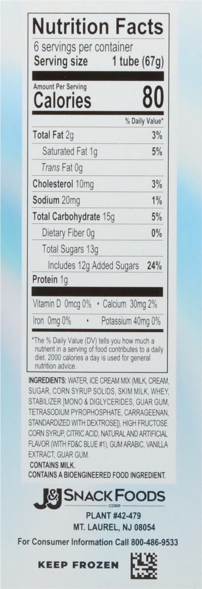 slide 8 of 9, ICEE Float Blue Raspberry ICEE & Vanilla Freeze Tubes 6 - 3 fl oz Tubes, 6 ct
