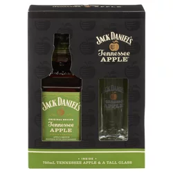 Jack Daniel's Tennessee Apple Whiskey with Highball Glass, 750 mL, 70 Proof