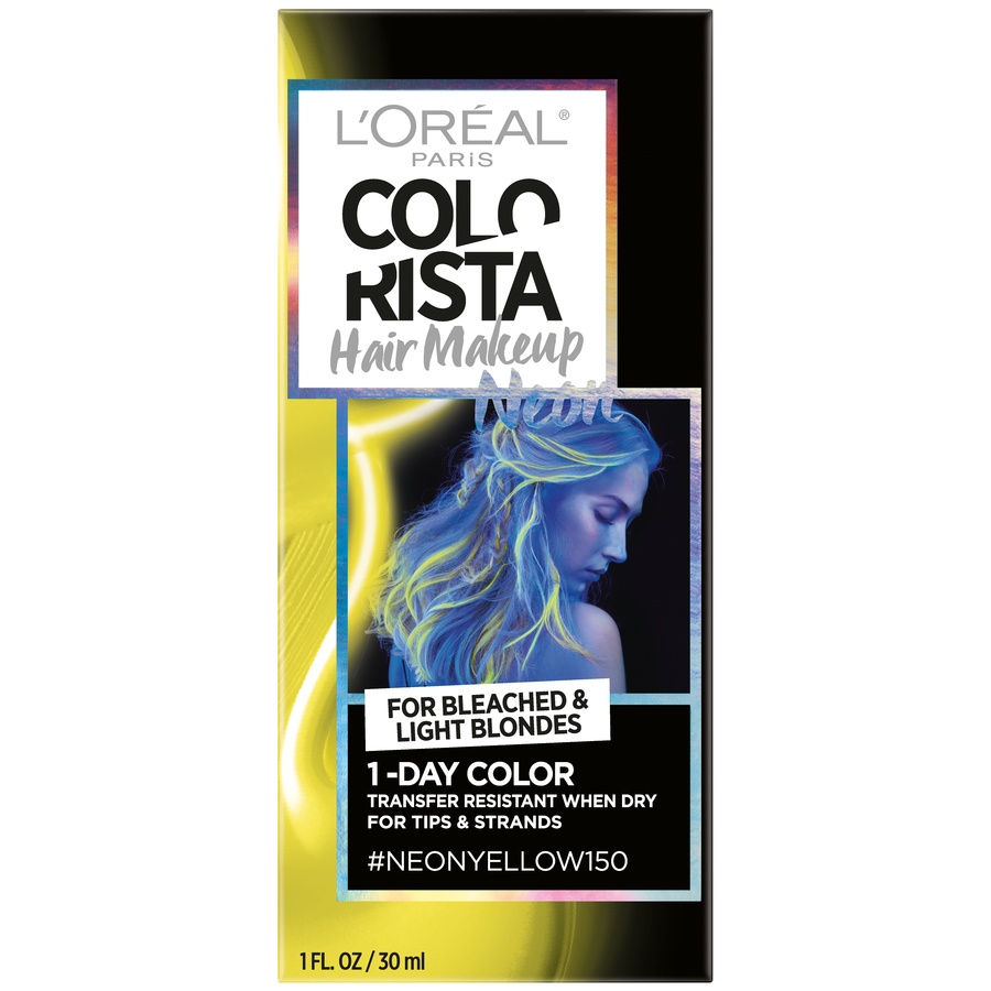 slide 1 of 1, L'Oréal Paris Colorista Hair Makeup 1-Day Hair Color, Neon Yellow, 1 fl oz