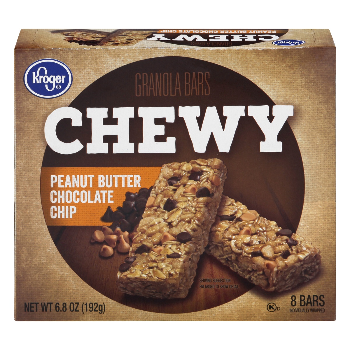 slide 1 of 1, Kroger Chewy Peanut Butter Chocolate Chip Granola Bars, 8 ct; 0.85 oz