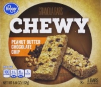 slide 1 of 1, Kroger Chewy Peanut Butter Chocolate Chip Granola Bars, 8 ct; 0.85 oz