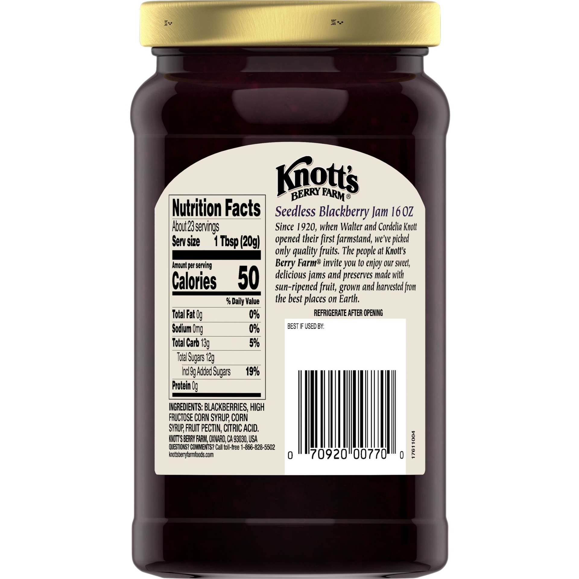 slide 2 of 4, Knott's Pure Seedless Blackberry Jam, 16 oz