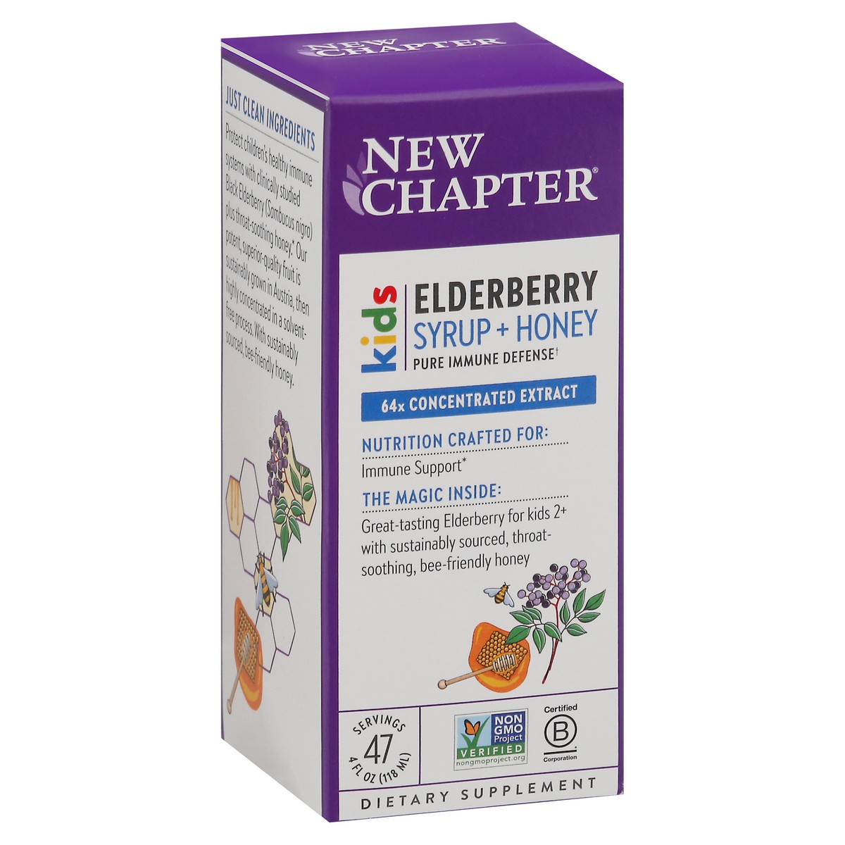 slide 9 of 13, New Chapter Kids Syrup + Honey Elderberry Pure Immune Defense 118 - 4 fl oz, 4 fl oz