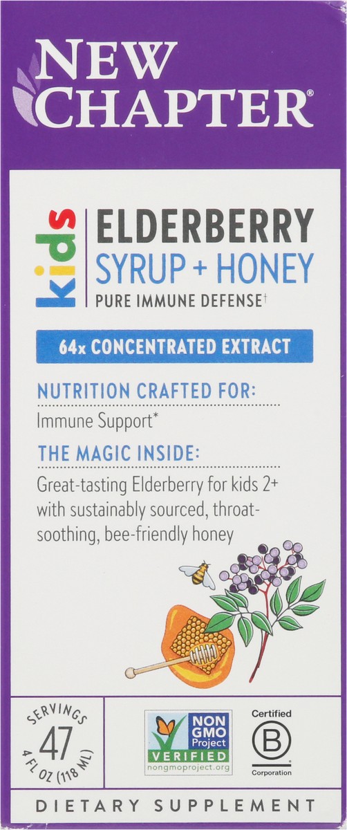 slide 5 of 13, New Chapter Kids Syrup + Honey Elderberry Pure Immune Defense 118 - 4 fl oz, 4 fl oz