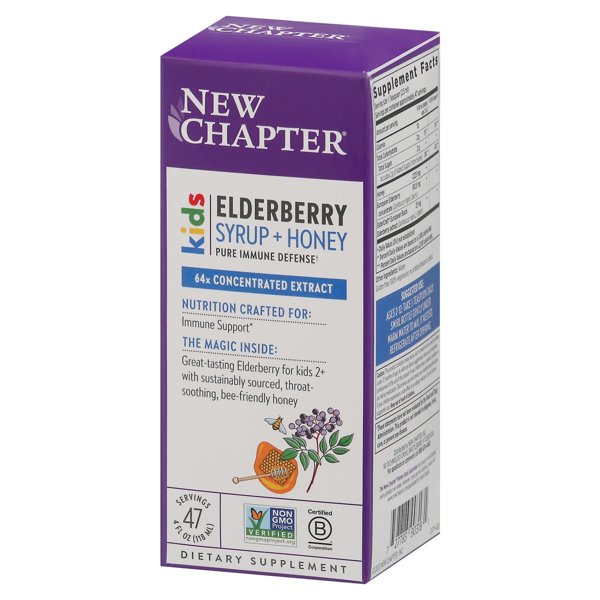 slide 11 of 13, New Chapter Kids Syrup + Honey Elderberry Pure Immune Defense 118 - 4 fl oz, 4 fl oz